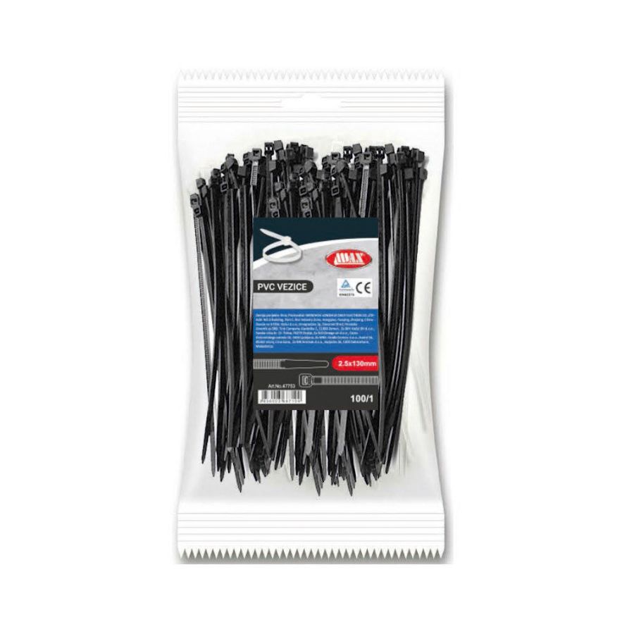 KOŽUL 47753 Plastična vezica 2,5X130mm crna 100/1