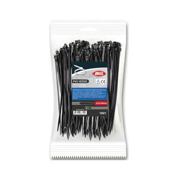 KOŽUL 47753 Plastična vezica 2,5X130mm crna 100/1